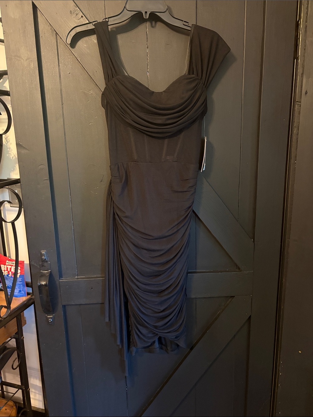 City Studio Black Draped Midi Dress